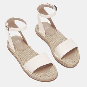 Eileen Fisher Mike Tumbled Leather Espadrille Sandal SZ 9.5 ivory ankle closure